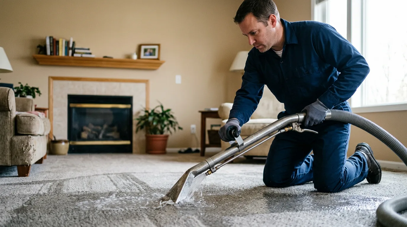 Water damage restoration technician working near Gilbert, PA